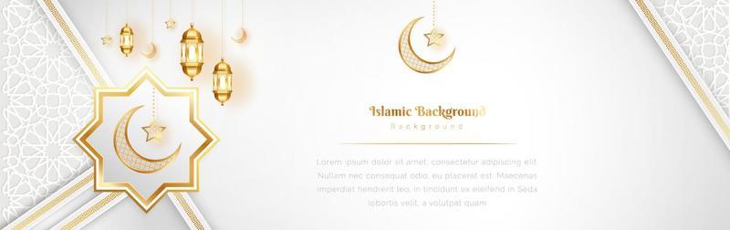 Arabic Islamic Elegant White and Golden Luxury Banner Background