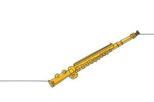 un dibujo de línea continua de flauta clásica. concepto de instrumentos de música de viento. Ilustración gráfica de vector de diseño de dibujo de una sola línea moderna