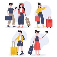 Travel characters flat version vector