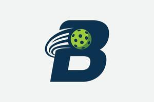 letter B logo with moving pickleball vector