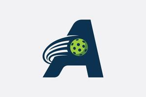 letter A logo with moving pickleball vector