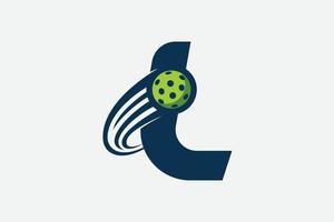 letter L logo with moving pickleball vector