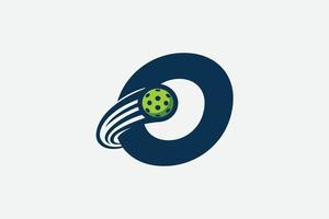 letter O logo with moving pickleball vector