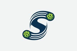 letter S logo with moving pickleball vector