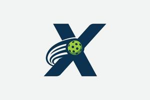 letter X logo with moving pickleball vector