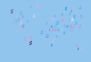 Light Blue, Red vector backdrop with music notes.