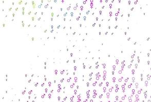 Light multicolor, rainbow vector backdrop with gender signs.