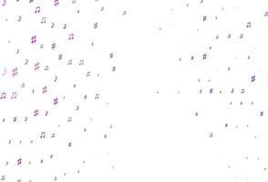 Fondo de vector violeta claro con símbolos musicales.