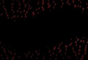 Dark Red vector background with music symbols.