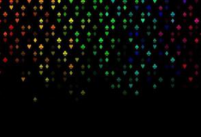 Dark Multicolor, Rainbow vector pattern with symbol of cards.