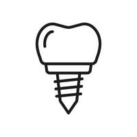 Dental Implant Screw Line Icon. Tooth Care and Restoration Linear Pictogram. Denture Technology. Dentistry Outline Symbol. Dental Implantation Treatment. Editable Stroke. Isolated Vector Illustration.