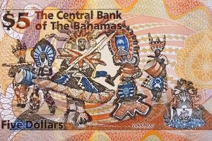 Local dancers Junkanoo from Bahamian money photo