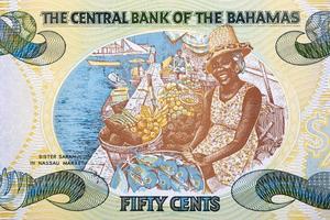 Sister Sarah in Nassau Market from Bahamian money photo