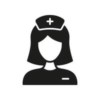 Female Medical Specialist Silhouette Icon. Woman General Practitioner Glyph Pictogram. Pharmaceutical Sign. Clinician, Doctor, Nurse, Intern, Hospital Staff Symbol. Isolated Vector Illustration.