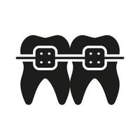 Braces Teeth Silhouette Icon. Dentist's Oral Health Care. Orthodontic Brace, Medical Jaw and Tooth Correction Glyph Pictogram. Dental Treatment Sign. Dentistry Symbol. Isolated Vector Illustration.