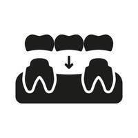 Dental Bridge Silhouette Icon. Tooth Regeneration. Porcelain Denture Glyph Pictogram. Partial Teeth Implant Restoration. Dental Treatment Solid Sign. Dentistry Symbol. Isolated Vector Illustration.