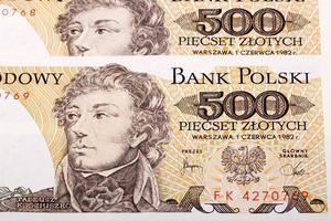 Old Polish money - 500 Zloty a background photo