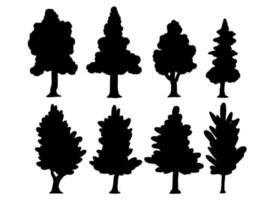 vector silueta árbol ilustración conjunto