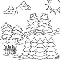 Design Nature Landscape Outline Coloring Page vector