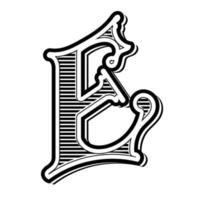 E Alphabet Initial Victorian Style drawing With Vector Adobe Illustrator Artwork