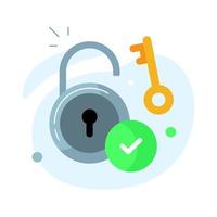 unlock, password correct, success login concept illustration flat design vector eps10. modern graphic element for landing page, empty state ui, infographic, icon