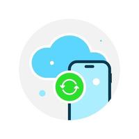 Back up data from smartphone to cloud storage concept illustration flat design vector eps10. modern graphic element for landing page, empty state ui, infographic, icon