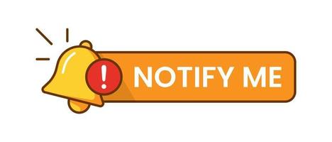 reminder, notify me button with bell notification flat design icon vector illustration