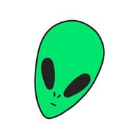 Hand drawn doodle element in 90s 2000s trendy style. Alien head isolated on white background. vector