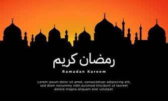 Ramadan Kareem Background with Silhouette of A Mosque. Vector Illustration.