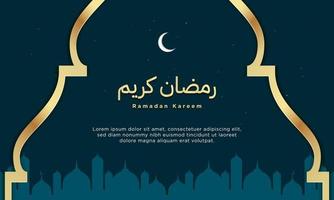 Ramadan Kareem Background Design with silhouette of mosque on the night. vector