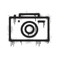 Spray Painted Graffiti camera icon isolated on white background. vector illustration.