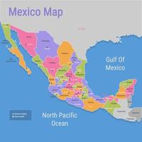 Colorful Mexico Map with Surrounding Borders vector