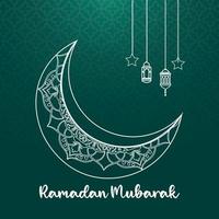 Vector Ramadan Mubarak greeting card design with Islamic background