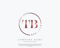 Initial TB Feminine logo beauty monogram and elegant logo design, handwriting logo of initial signature, wedding, fashion, floral and botanical with creative template vector