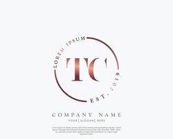 Initial TC Feminine logo beauty monogram and elegant logo design, handwriting logo of initial signature, wedding, fashion, floral and botanical with creative template vector