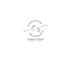 Initial TG Feminine logo beauty monogram and elegant logo design, handwriting logo of initial signature, wedding, fashion, floral and botanical with creative template vector