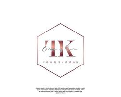 Initial TK Feminine logo beauty monogram and elegant logo design, handwriting logo of initial signature, wedding, fashion, floral and botanical with creative template vector