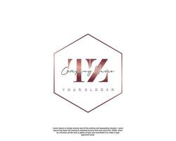 Initial TZ Feminine logo beauty monogram and elegant logo design, handwriting logo of initial signature, wedding, fashion, floral and botanical with creative template vector