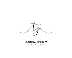 Initial TY Feminine logo beauty monogram and elegant logo design, handwriting logo of initial signature, wedding, fashion, floral and botanical with creative template vector
