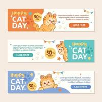 Happy Cat Day Banner Design Set vector