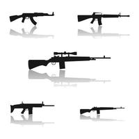 silhouette of weapon set on isolated background vector