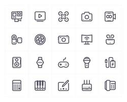 Device and multimedia line icon set vector