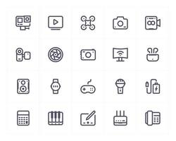 Device and multimedia line icon set vector