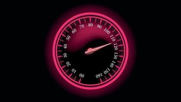 A red circle car speedometer with illumination on a black background vector