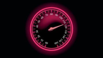 A red circle car speedometer with illumination on a black background vector