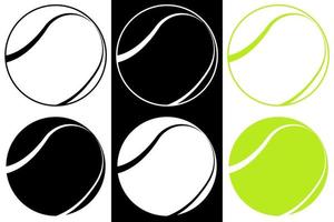 tennis ball icon in black and white and color. Sport equipment. Symbol for mobile application or web. Vector