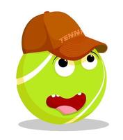 sports fan tennis ball in baseball cap. Sports character. Vector