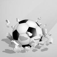 deporte fútbol pelota estrellado dentro el suelo a alto velocidad y rompe dentro fragmentos, grietas infligiendo pesado daño. vector