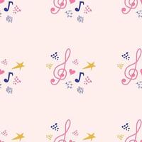 Pink, blue pastel texture with musical notes and a treble clef. Template for festival flyers vector