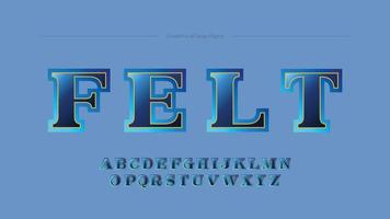 Serif Blue Solid Abstract Gradient Text Effect Font. Cute Pastel Style Alphabet Letters vector